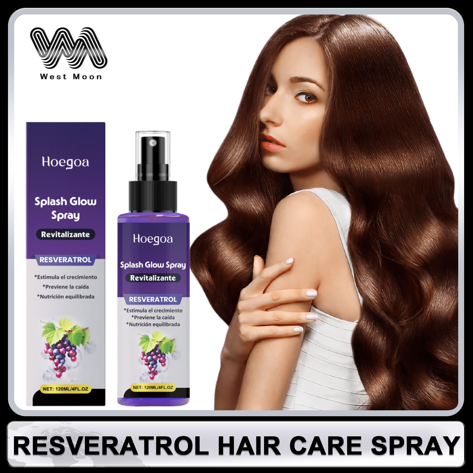 Hair Care Nature - Resveratrol Haarpflegespray, Anti-Haarausfall, Haarwachstum, Haarverdickung, Reparatur