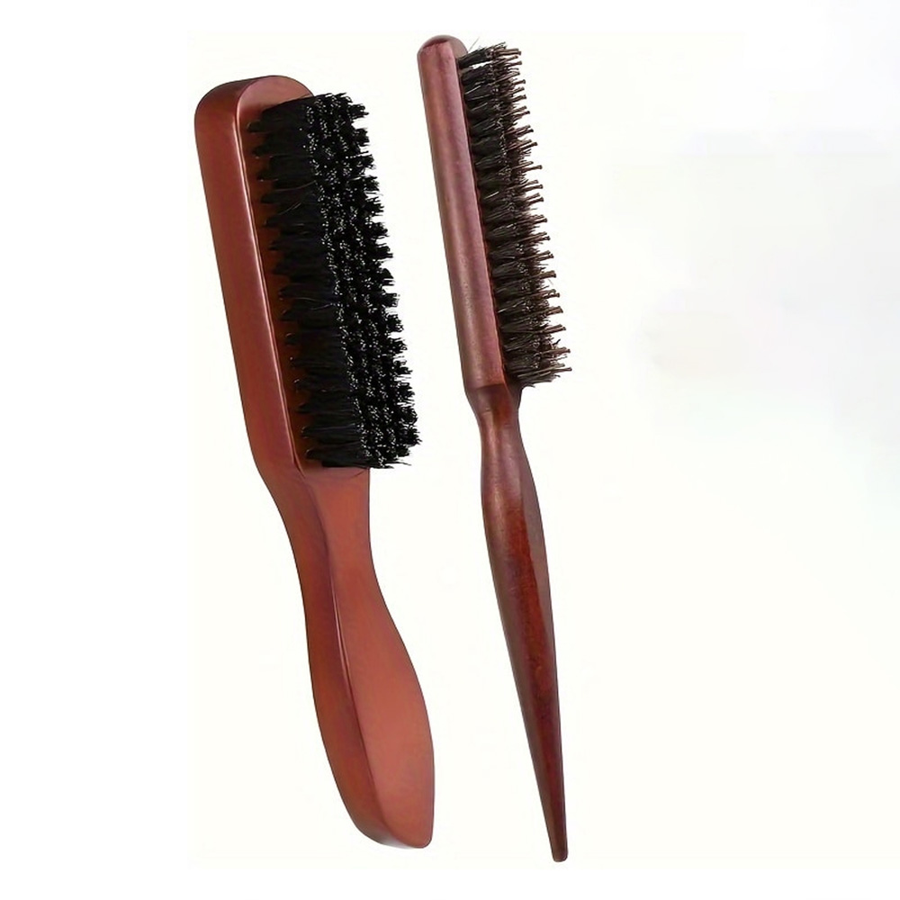 Hair Care Daily Routine - 2-teiliges Haarbürsten-Set aus Holz mit Wildschweinborsten