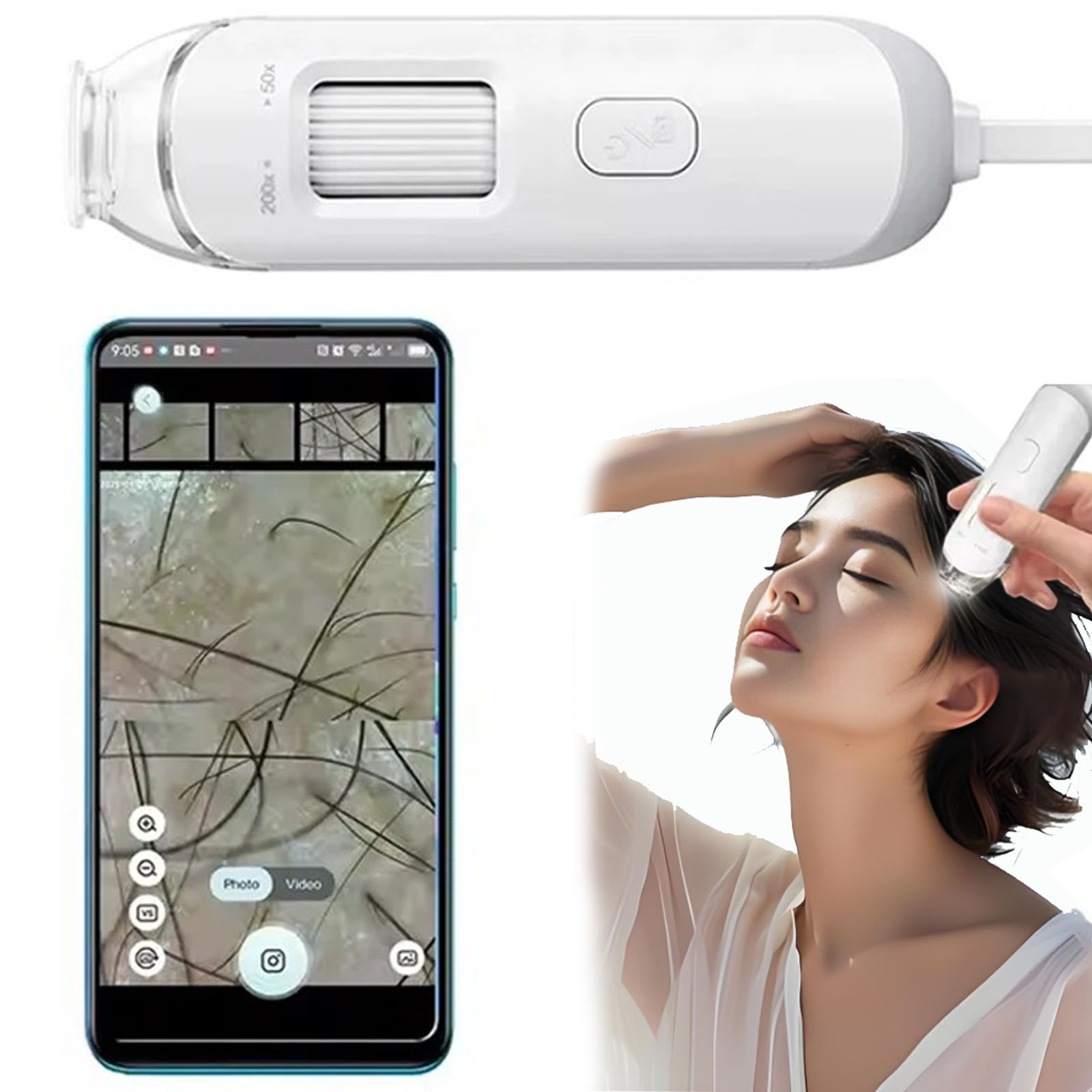 Hair Porosity Test - Elektronen Dermatoskop Kopfhaut Kamera Erkennung Professionelle